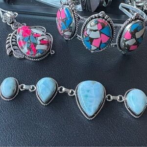Silver and blue Stone Jewelry Set